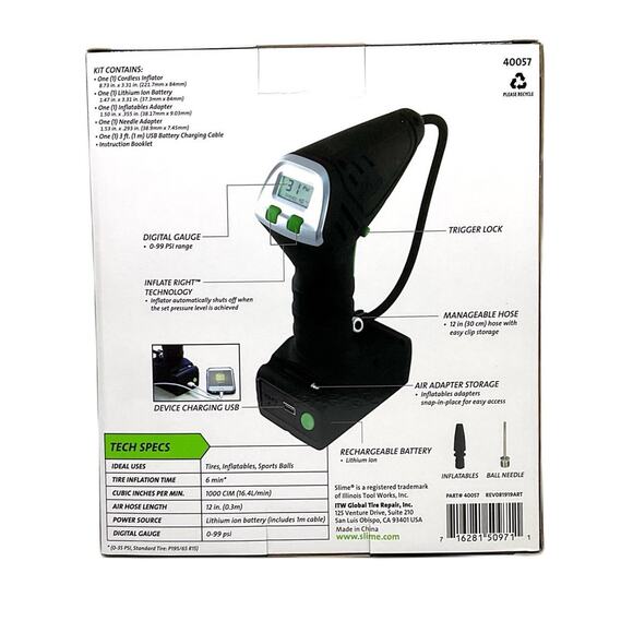 Slime Rechargeable Cordless Inflator - Picture 2 of 4